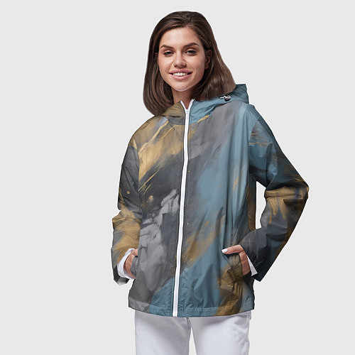 Женская ветровка Мазки краски - нейросеть / 3D-Белый – фото 3
