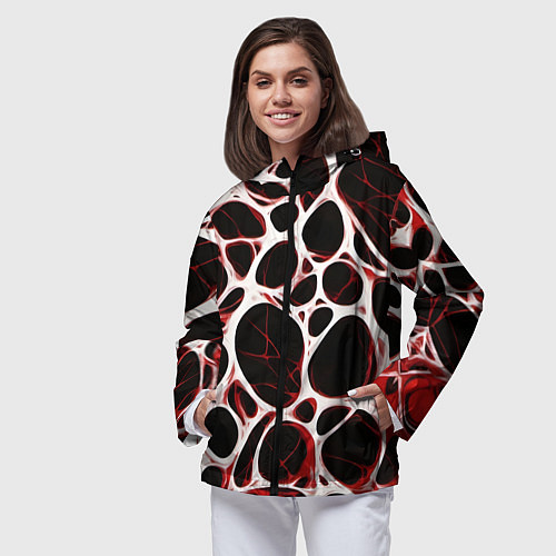 Женская ветровка Красная морская волна / 3D-Черный – фото 3