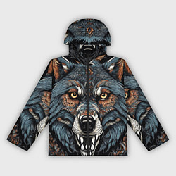 Ветровка с капюшоном женская Дикий волк с узорами, цвет: 3D-черный