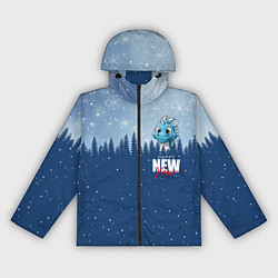 Ветровка с капюшоном женская Дракон в зимнем лесу, цвет: 3D-черный