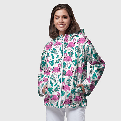 Женская ветровка Тропический розовый фламинго / 3D-Белый – фото 3