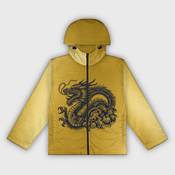 Ветровка с капюшоном женская Дракон на золоте, цвет: 3D-черный