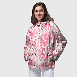 Ветровка с капюшоном женская Стая розовых фламинго, цвет: 3D-белый — фото 2