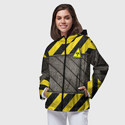 Ветровка с капюшоном женская Сталь и биологическая опасность, цвет: 3D-черный — фото 2