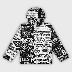 Ветровка с капюшоном женская Логотипы лучших групп черно белый, цвет: 3D-белый