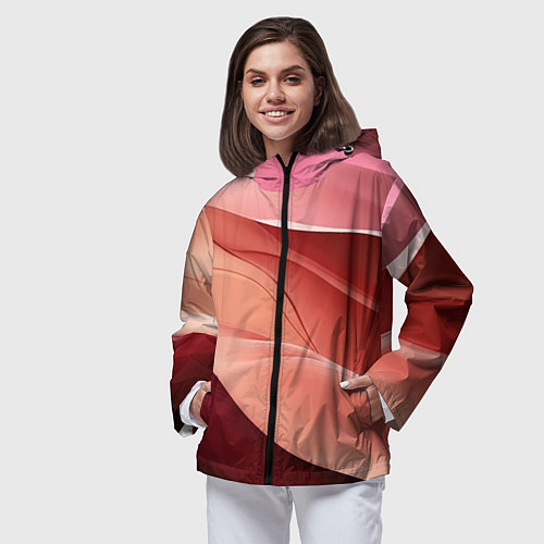 Женская ветровка Нежная персиковая абстракция / 3D-Черный – фото 3