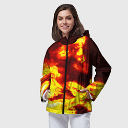 Ветровка с капюшоном женская Огненное безумие, цвет: 3D-черный — фото 2