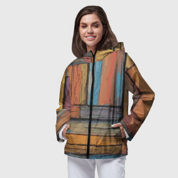 Ветровка с капюшоном женская Акварельные доски, цвет: 3D-черный — фото 2