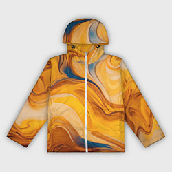 Ветровка с капюшоном женская Жидкая золотая текстура - нейросеть, цвет: 3D-белый