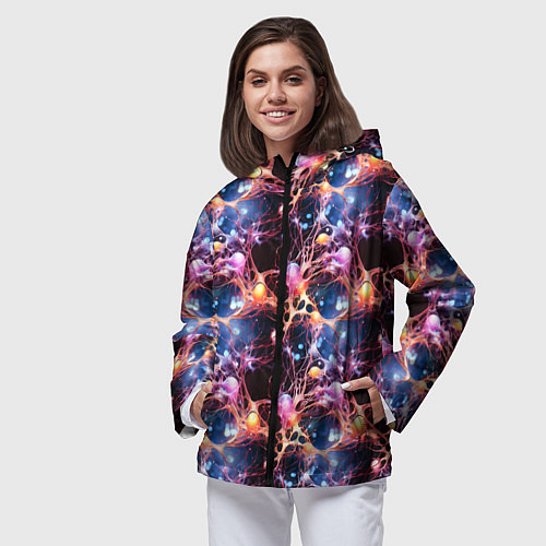 Женская ветровка Узор нейронные связи / 3D-Черный – фото 3