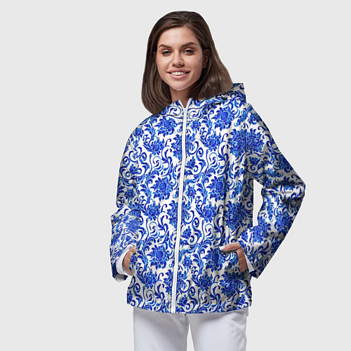 Женская ветровка Гжель классика / 3D-Белый – фото 3
