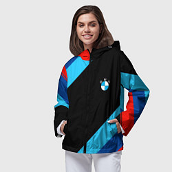 Ветровка с капюшоном женская BMW line, цвет: 3D-черный — фото 2