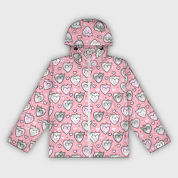 Ветровка с капюшоном женская Кошачьи сердечки, цвет: 3D-белый