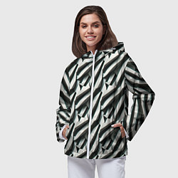 Ветровка с капюшоном женская Вертикальные полосы, цвет: 3D-белый — фото 2