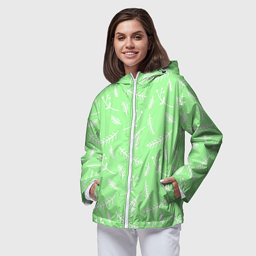 Женская ветровка Нежный новогодний узор / 3D-Белый – фото 3