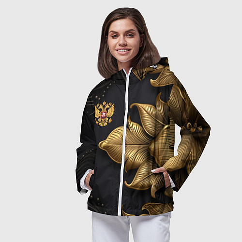Женская ветровка Золотой герб России / 3D-Белый – фото 3