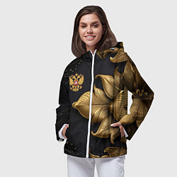 Ветровка с капюшоном женская Золотой герб России, цвет: 3D-белый — фото 2