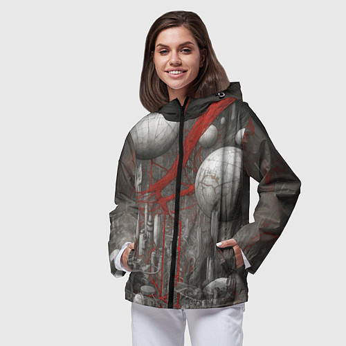 Женская ветровка Биотехнический городской пейзаж / 3D-Черный – фото 3