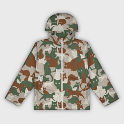 Ветровка с капюшоном женская Кошки - камуфляж, цвет: 3D-белый