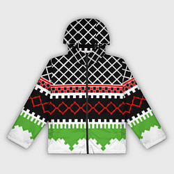 Ветровка с капюшоном женская Узор из разноцветных фигур, цвет: 3D-черный