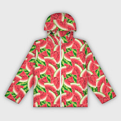 Ветровка с капюшоном женская Дольки сладкого арбуза, цвет: 3D-белый