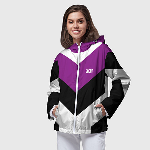 Женская ветровка Ретро спортивный костюм с полосами / 3D-Белый – фото 3