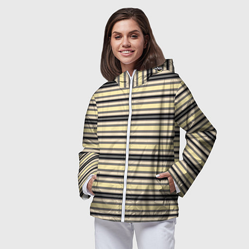 Женская ветровка Полосатый жёлто-серый / 3D-Белый – фото 3