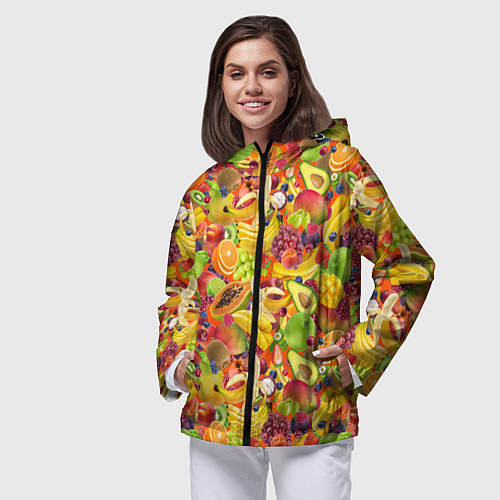 Женская ветровка Экзотические фрукты и ягоды / 3D-Черный – фото 3