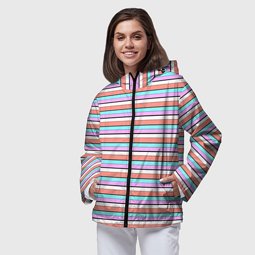 Женская ветровка Полосатый оранжевый / 3D-Черный – фото 3