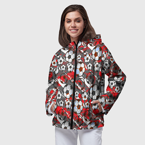 Женская ветровка Футбол паттерны / 3D-Черный – фото 3