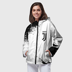 Ветровка с капюшоном женская Juventus sport color black, цвет: 3D-черный — фото 2