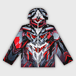 Ветровка с капюшоном женская Улыбающийся череп красный, цвет: 3D-белый