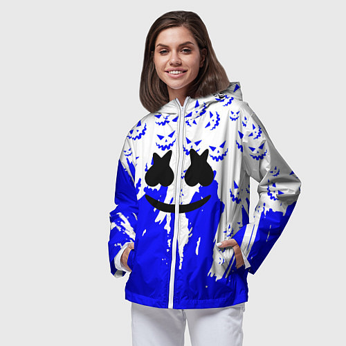 Женская ветровка Marshmello dj blue pattern music band / 3D-Белый – фото 3
