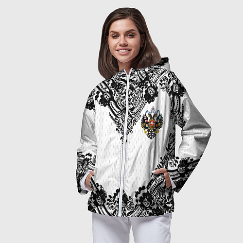 Женская ветровка Имперский узор Россия герб патриотизм / 3D-Белый – фото 3