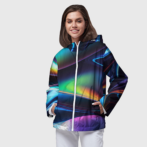 Женская ветровка Голографический материал / 3D-Белый – фото 3