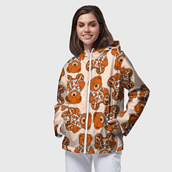 Ветровка с капюшоном женская Принт мишки на мишке в свитере, цвет: 3D-белый — фото 2