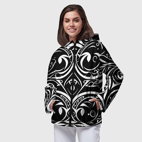 Женская ветровка Белое на чёрном / 3D-Черный – фото 3