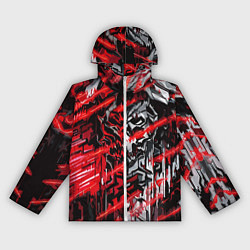 Ветровка с капюшоном женская Железный череп и красные линии, цвет: 3D-белый