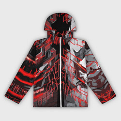 Ветровка с капюшоном женская Металл и красные линии, цвет: 3D-белый