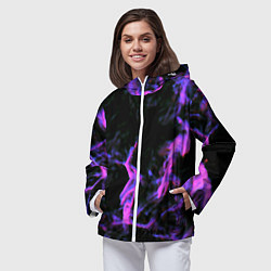 Ветровка с капюшоном женская Неоновая текстура разрывы текстура, цвет: 3D-белый — фото 2