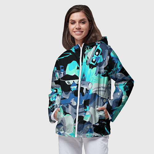 Женская ветровка Chicken Gun разборка / 3D-Белый – фото 3