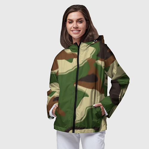 Женская ветровка Камуфляжная текстура / 3D-Черный – фото 3