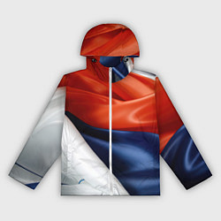 Ветровка с капюшоном женская Белая синяя красная абстракция, цвет: 3D-белый