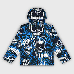 Ветровка с капюшоном женская Белые зубы и синие линии, цвет: 3D-черный