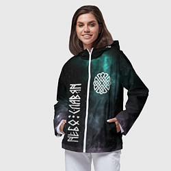 Ветровка с капюшоном женская Небо славян с обережной символикой, цвет: 3D-белый — фото 2