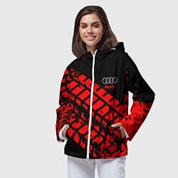 Ветровка с капюшоном женская AUDI краски текстура шины, цвет: 3D-белый — фото 2