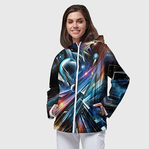 Женская ветровка Космос - футуризм / 3D-Белый – фото 3