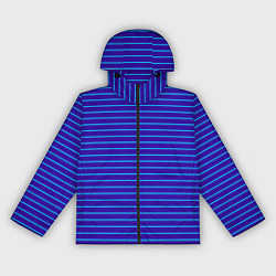 Ветровка с капюшоном женская Неоновые линии циан на темно синем, цвет: 3D-черный
