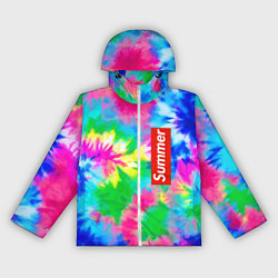Ветровка с капюшоном женская Color abstraction - summer, цвет: 3D-белый
