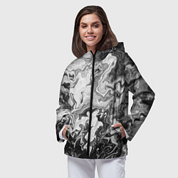 Ветровка с капюшоном женская Зловещая дымка, цвет: 3D-черный — фото 2